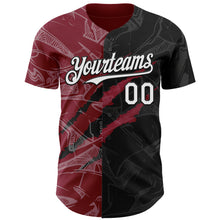 Load image into Gallery viewer, Custom Graffiti Pattern White Black-Crimson 3D Scratch Authentic Baseball Jersey
