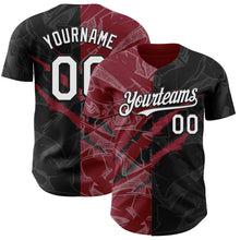 Load image into Gallery viewer, Custom Graffiti Pattern White Black-Crimson 3D Scratch Authentic Baseball Jersey
