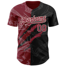 Load image into Gallery viewer, Custom Graffiti Pattern Crimson Black-Cream 3D Scratch Authentic Baseball Jersey
