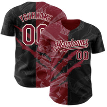 Load image into Gallery viewer, Custom Graffiti Pattern Crimson Black-Cream 3D Scratch Authentic Baseball Jersey
