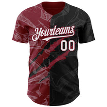 Load image into Gallery viewer, Custom Graffiti Pattern White Black-Crimson 3D Scratch Authentic Baseball Jersey
