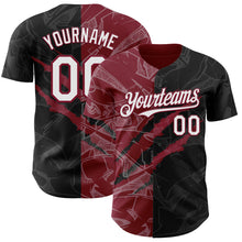 Load image into Gallery viewer, Custom Graffiti Pattern White Black-Crimson 3D Scratch Authentic Baseball Jersey
