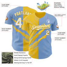 Load image into Gallery viewer, Custom Graffiti Pattern White Light Blue-Yellow 3D Scratch Authentic Baseball Jersey
