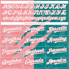 Load image into Gallery viewer, Custom Graffiti Pattern White Teal-Medium Pink 3D Scratch Authentic Baseball Jersey
