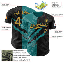 Charger l&#39;image dans la galerie, Custom Graffiti Pattern Old Gold Black-Teal 3D Scratch Authentic Baseball Jersey

