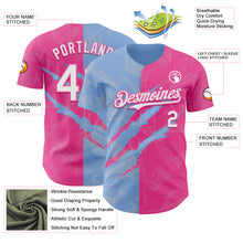 Load image into Gallery viewer, Custom Graffiti Pattern White Pink-Light Blue 3D Scratch Authentic Baseball Jersey
