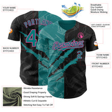 Load image into Gallery viewer, Custom Graffiti Pattern Teal Black-Pink 3D Scratch Authentic Baseball Jersey

