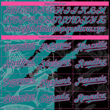 Load image into Gallery viewer, Custom Graffiti Pattern Teal Black-Pink 3D Scratch Authentic Baseball Jersey
