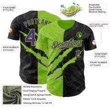 Charger l&#39;image dans la galerie, Custom Graffiti Pattern Purple Black-Neon Green 3D Scratch Authentic Baseball Jersey
