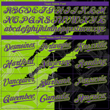 Charger l&#39;image dans la galerie, Custom Graffiti Pattern Purple Black-Neon Green 3D Scratch Authentic Baseball Jersey
