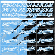 Load image into Gallery viewer, Custom Graffiti Pattern White Black-Sky Blue 3D Scratch Authentic Baseball Jersey
