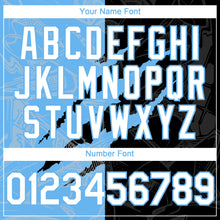 Load image into Gallery viewer, Custom Graffiti Pattern White Black-Sky Blue 3D Scratch Authentic Baseball Jersey
