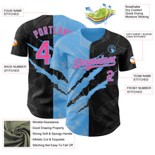 Load image into Gallery viewer, Custom Graffiti Pattern Pink Black-Sky Blue 3D Scratch Authentic Baseball Jersey
