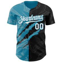 Load image into Gallery viewer, Custom Graffiti Pattern White Black-Panther Blue 3D Scratch Authentic Baseball Jersey
