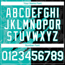 Load image into Gallery viewer, Custom Graffiti Pattern White Black-Aqua 3D Scratch Authentic Baseball Jersey
