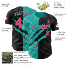 Charger l&#39;image dans la galerie, Custom Graffiti Pattern Neon Pink Black-Aqua 3D Scratch Authentic Baseball Jersey
