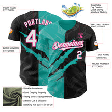 Load image into Gallery viewer, Custom Graffiti Pattern White Black Aqua-Pink 3D Scratch Authentic Baseball Jersey
