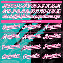 Load image into Gallery viewer, Custom Graffiti Pattern White Black Aqua-Pink 3D Scratch Authentic Baseball Jersey
