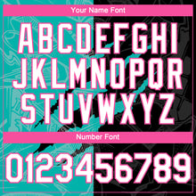 Load image into Gallery viewer, Custom Graffiti Pattern White Black Aqua-Pink 3D Scratch Authentic Baseball Jersey
