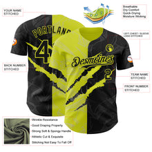 Load image into Gallery viewer, Custom Graffiti Pattern Black-Neon Yellow 3D Scratch Authentic Baseball Jersey
