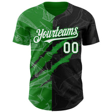 Load image into Gallery viewer, Custom Graffiti Pattern White Black-Grass Green 3D Scratch Authentic Baseball Jersey
