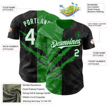 Load image into Gallery viewer, Custom Graffiti Pattern White Black-Grass Green 3D Scratch Authentic Baseball Jersey
