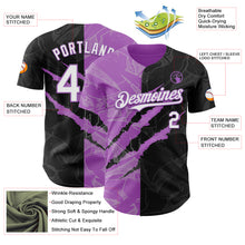 Load image into Gallery viewer, Custom Graffiti Pattern White Black-Medium Purple 3D Scratch Authentic Baseball Jersey
