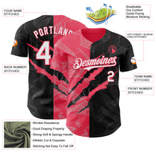 Load image into Gallery viewer, Custom Graffiti Pattern White Black-Neon Pink 3D Scratch Authentic Baseball Jersey
