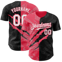 Load image into Gallery viewer, Custom Graffiti Pattern White Black-Neon Pink 3D Scratch Authentic Baseball Jersey
