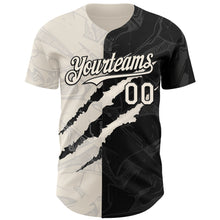 Load image into Gallery viewer, Custom Graffiti Pattern Cream-Black 3D Scratch Authentic Baseball Jersey
