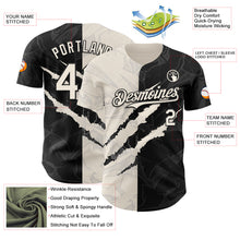 Load image into Gallery viewer, Custom Graffiti Pattern Cream-Black 3D Scratch Authentic Baseball Jersey

