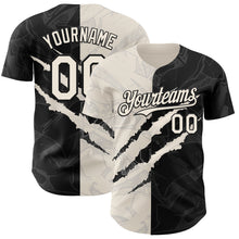 Load image into Gallery viewer, Custom Graffiti Pattern Cream-Black 3D Scratch Authentic Baseball Jersey
