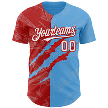 Charger l&#39;image dans la galerie, Custom Graffiti Pattern White Sky Blue-Red 3D Scratch Authentic Baseball Jersey
