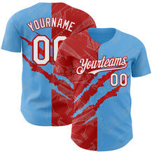 Charger l&#39;image dans la galerie, Custom Graffiti Pattern White Sky Blue-Red 3D Scratch Authentic Baseball Jersey

