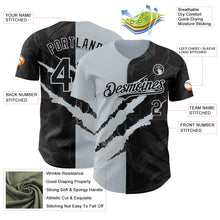Load image into Gallery viewer, Custom Graffiti Pattern Black-Silver 3D Scratch Authentic Baseball Jersey
