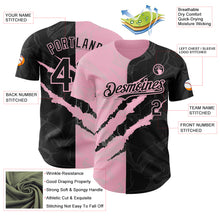 Load image into Gallery viewer, Custom Graffiti Pattern Black-Light Pink 3D Scratch Authentic Baseball Jersey
