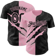 Load image into Gallery viewer, Custom Graffiti Pattern Black-Light Pink 3D Scratch Authentic Baseball Jersey
