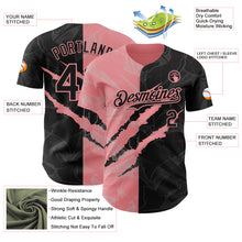 Load image into Gallery viewer, Custom Graffiti Pattern Black-Medium Pink 3D Scratch Authentic Baseball Jersey
