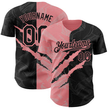 Load image into Gallery viewer, Custom Graffiti Pattern Black-Medium Pink 3D Scratch Authentic Baseball Jersey
