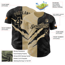 Load image into Gallery viewer, Custom Graffiti Pattern Black-Vegas Gold 3D Scratch Authentic Baseball Jersey
