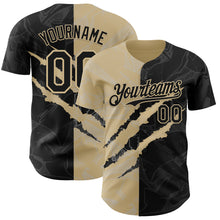 Load image into Gallery viewer, Custom Graffiti Pattern Black-Vegas Gold 3D Scratch Authentic Baseball Jersey
