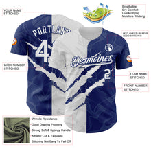 Load image into Gallery viewer, Custom Graffiti Pattern White-Royal 3D Scratch Authentic Baseball Jersey

