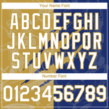 Load image into Gallery viewer, Custom Graffiti Pattern White Royal-Old Gold 3D Scratch Authentic Baseball Jersey
