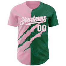 Load image into Gallery viewer, Custom Graffiti Pattern White Kelly Green-Light Pink 3D Scratch Authentic Baseball Jersey
