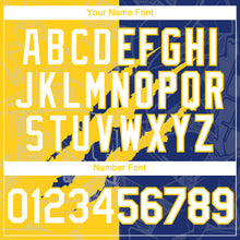 Load image into Gallery viewer, Custom Graffiti Pattern White Royal-Yellow 3D Scratch Authentic Baseball Jersey

