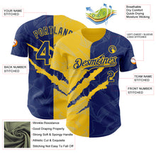 Загрузить изображение в средство просмотра галереи, Custom Graffiti Pattern Royal-Yellow 3D Scratch Authentic Baseball Jersey
