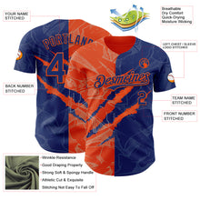 Load image into Gallery viewer, Custom Graffiti Pattern Royal-Orange 3D Scratch Authentic Baseball Jersey
