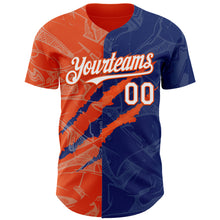 Charger l&#39;image dans la galerie, Custom Graffiti Pattern White Royal-Orange 3D Scratch Authentic Baseball Jersey
