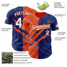 Charger l&#39;image dans la galerie, Custom Graffiti Pattern White Royal-Orange 3D Scratch Authentic Baseball Jersey
