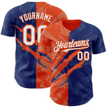 Charger l&#39;image dans la galerie, Custom Graffiti Pattern White Royal-Orange 3D Scratch Authentic Baseball Jersey
